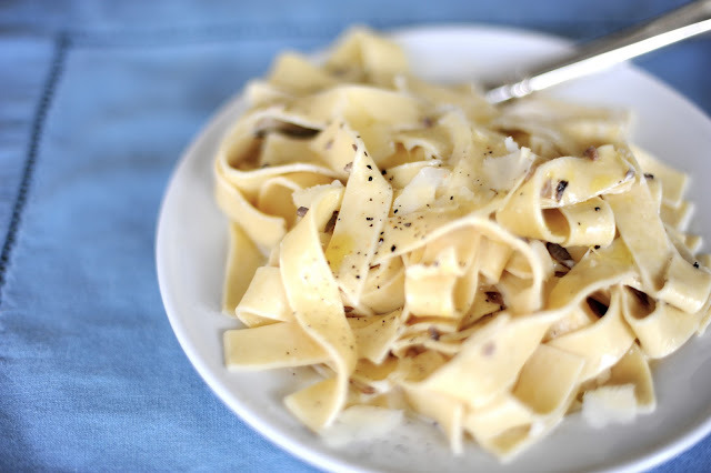 Homemade Pappardelle Pasta With White Truffles