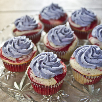 Red, White, & Blueberry Cupcakes