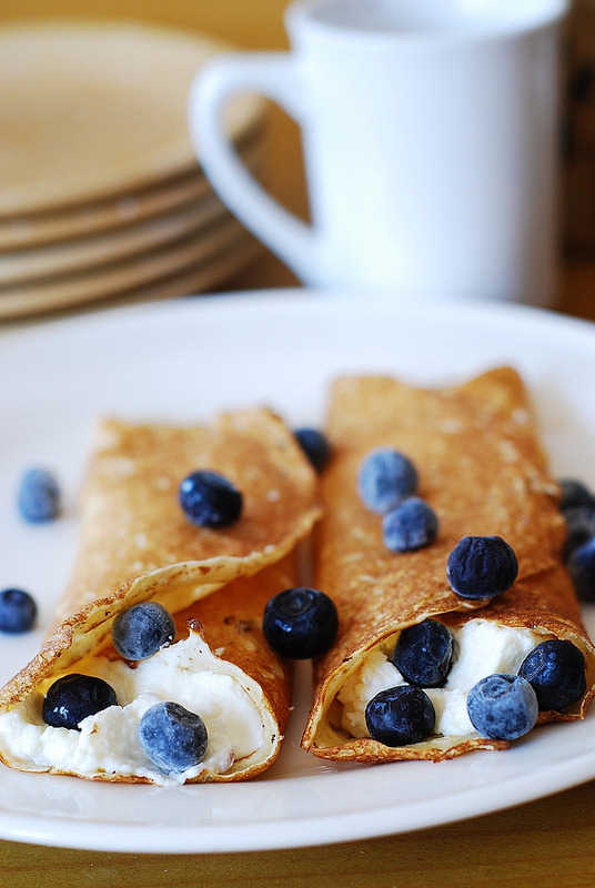 Crepes With Ricotta Cheese And Blueberries