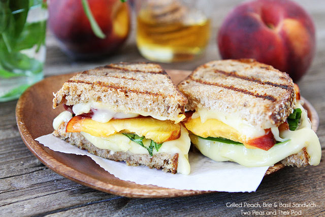 Grilled Peach, Brie, and Basil Sandwich