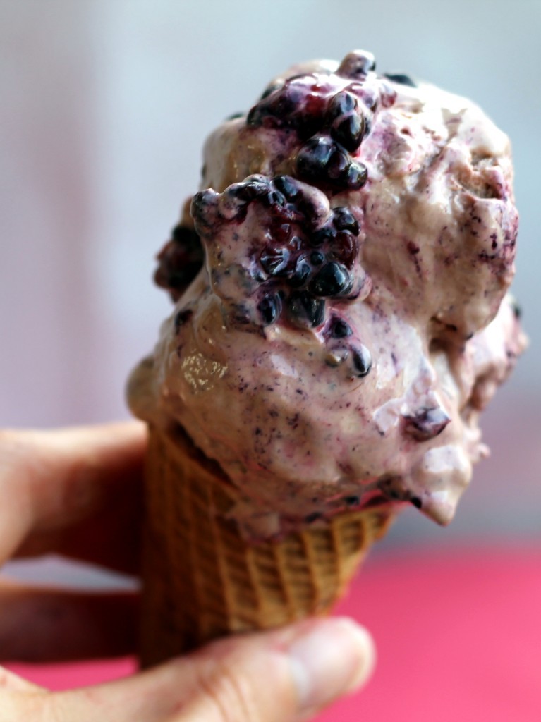 Blackberry Chocolate Greek Frozen Yogurt Cones