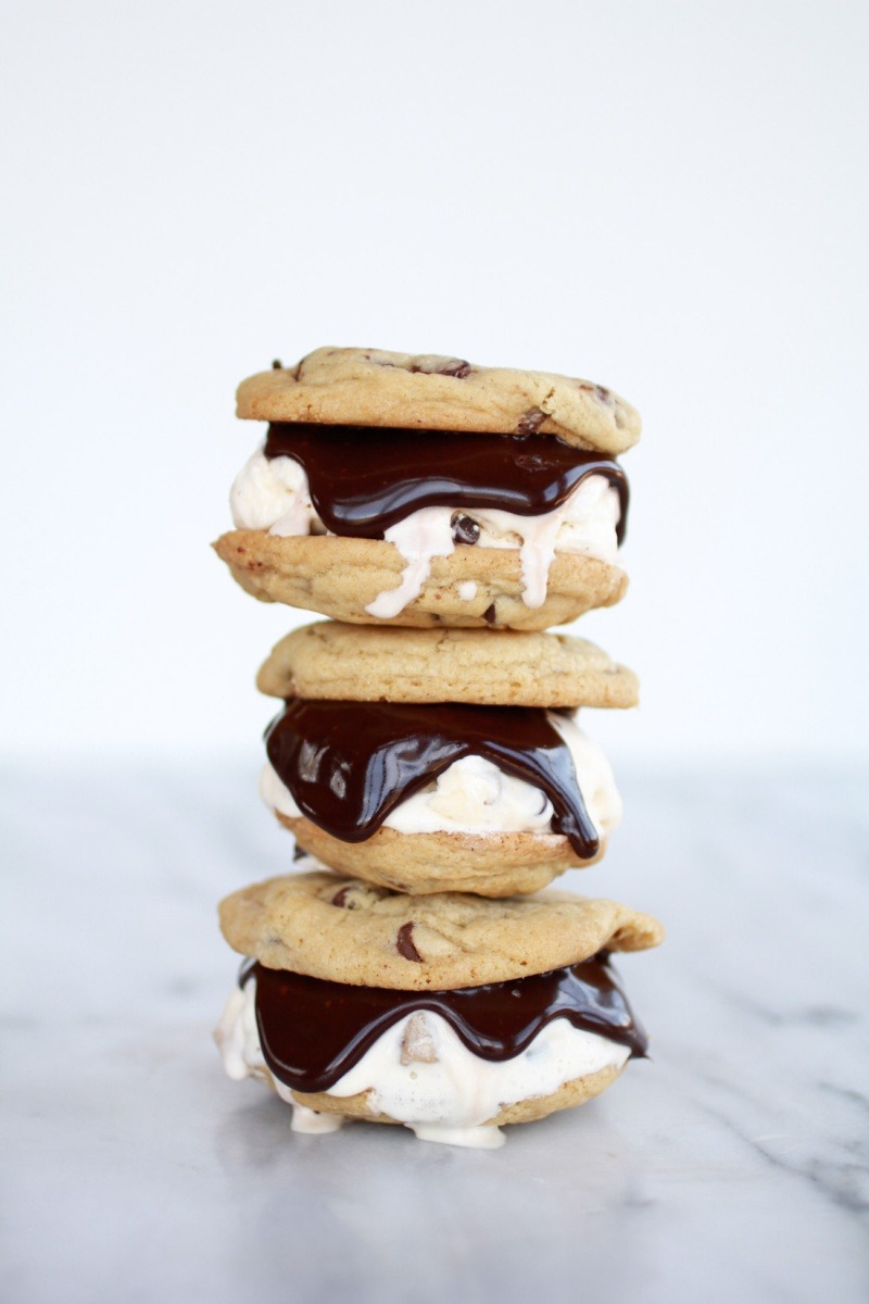 Recipe: Hot Fudge, Chocolate Chip Cookie & Cookie Dough Ice Cream Sandwich