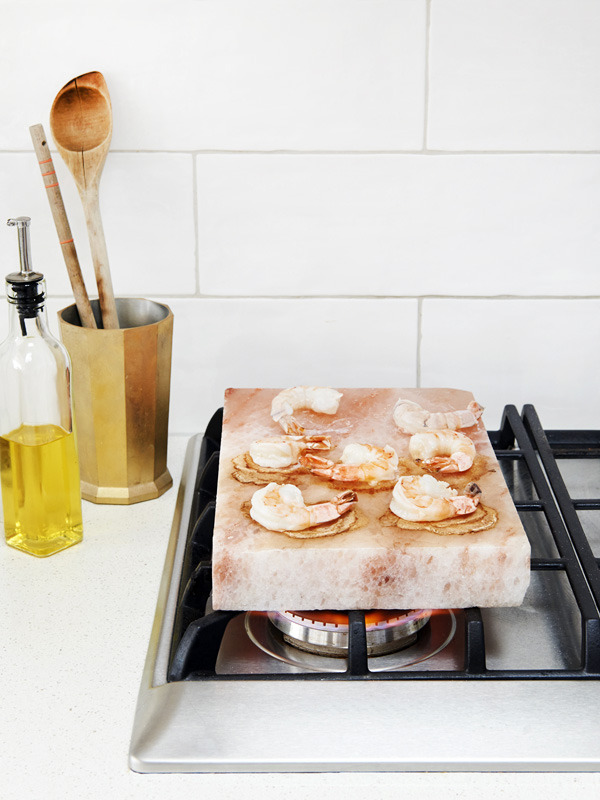 Prawns cooking on top of the Himalayan Salt Block Taken by Eve Wilson via thedesignfiles
