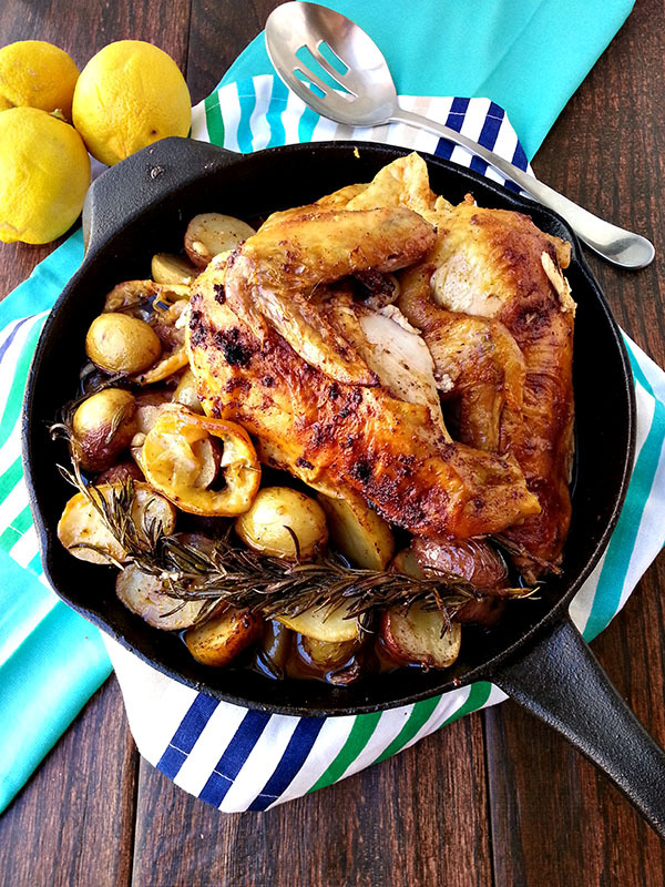 Spiced Roasted Chicken with Lemon Garlic Potatoes