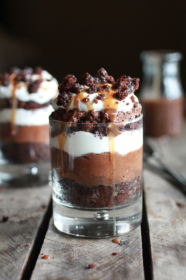 Triple Layer Coffee Caramel Chocolate Mousse Cakes