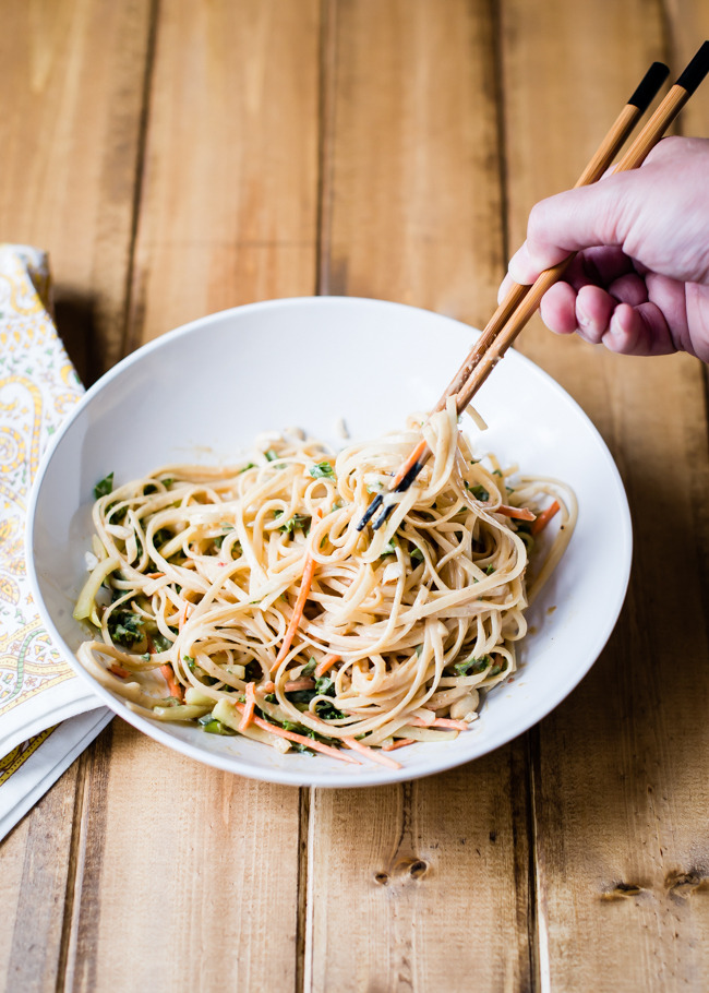 sweet and spicy cold peanut noodles.